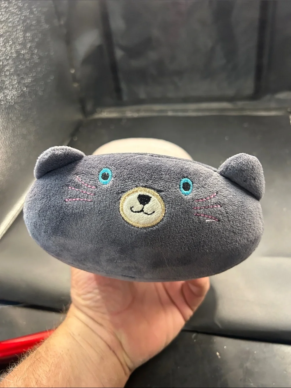 Grey Striped Cat Neck Pillow - Plush Support Cushion